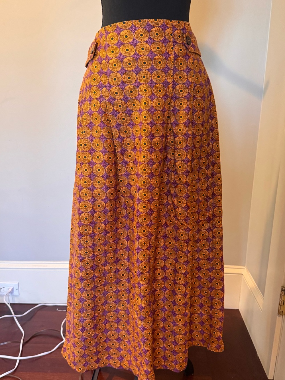 Corey Lynn Calter Mustard and Purple Floral Maxi Skirt